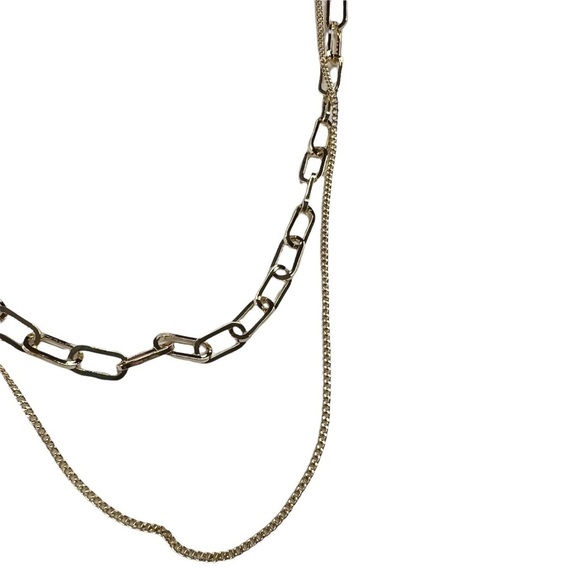 New Une Douce Gold Tone Double Stranded Chain Link Necklace - Picture 4 of 7